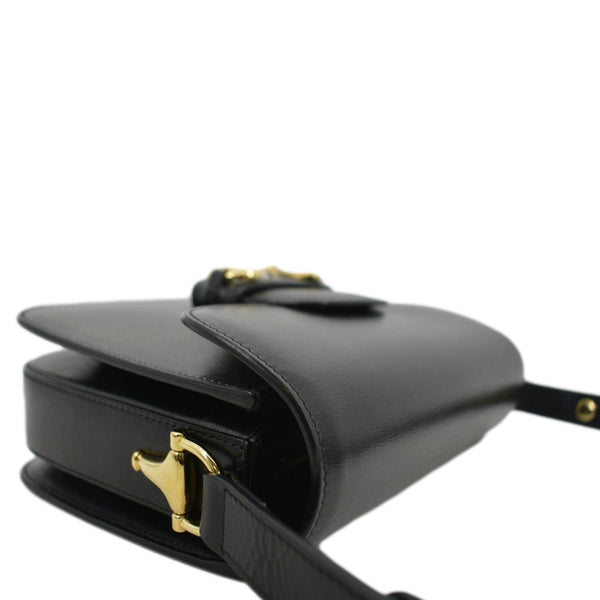 GUCCI Horsebit 1955 Small Leather Shoulder Bag Black 602204