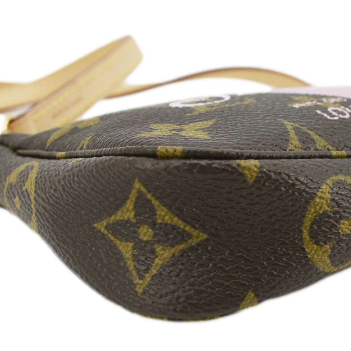LOUIS VUITTON V Pochette Accessories Mini Monogram Canvas Pouch Brown