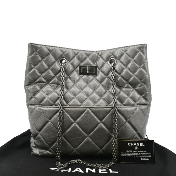 CHANEL Reissue Tall Quilted Aged Calfskin Leather Shoulder Bag Grey