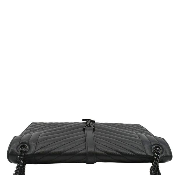 YVES SAINT LAURENT Envelope Mix Matelassé Chain Leather Shoulder Bag Black