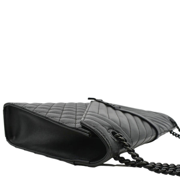 YVES SAINT LAURENT Envelope Mix Matelassé Chain Leather Shoulder Bag Black