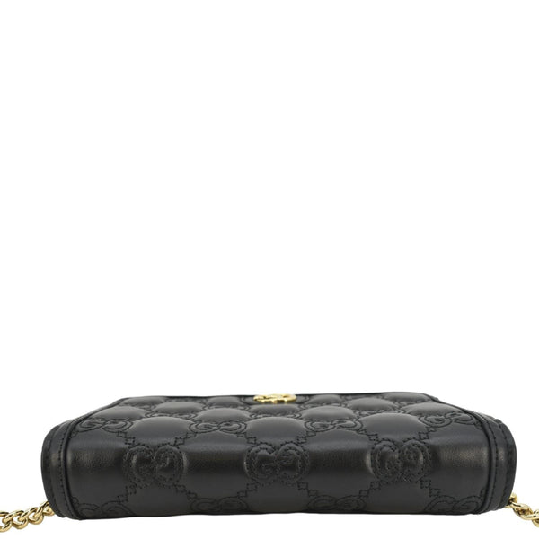 GUCCI GG Matelasse Leather Chain Wallet Shoulder Bag Black 723787