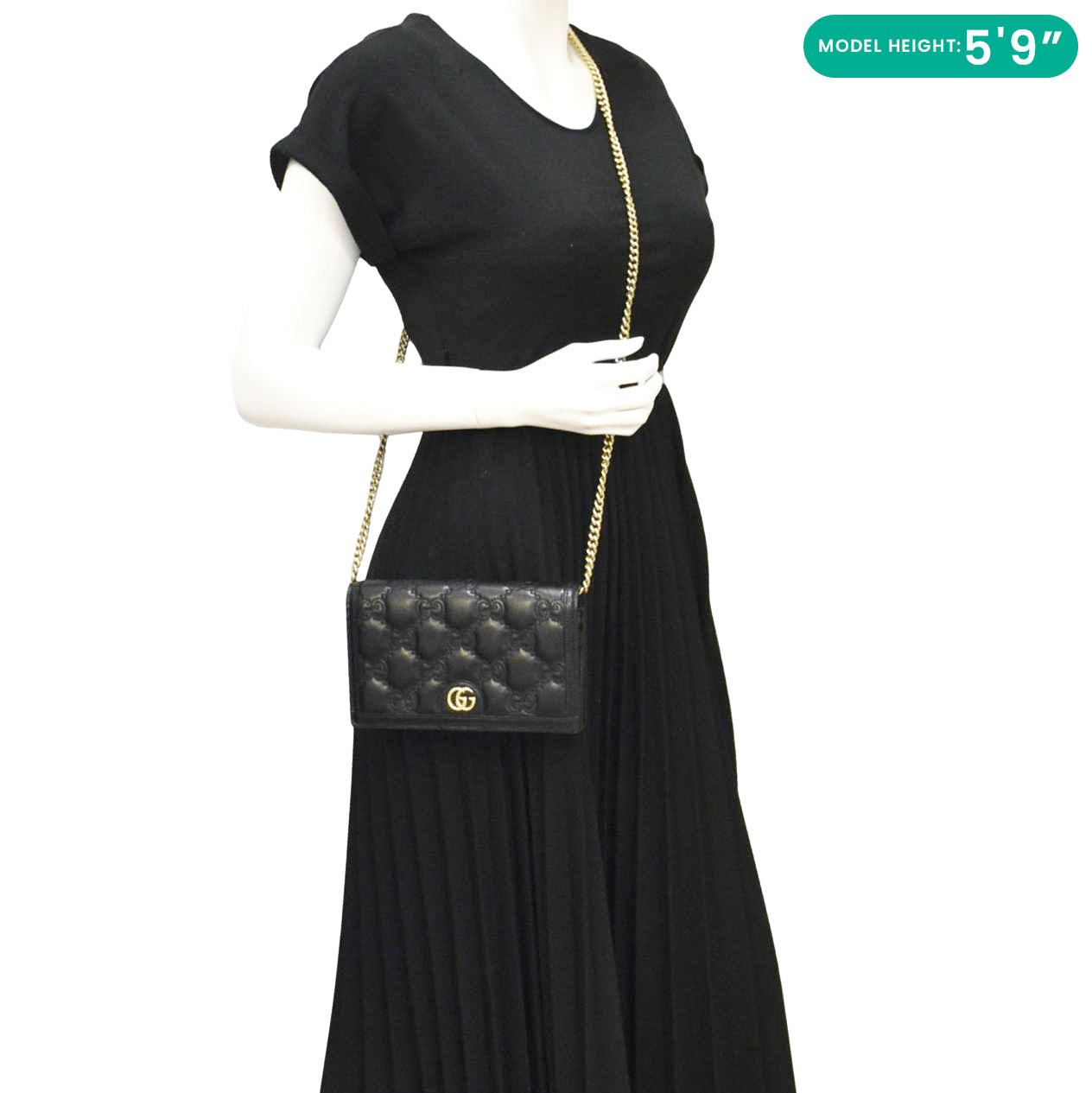 GUCCI GG Matelasse Leather Chain Wallet Black Shoulder Bag GUCCI GG Matelasse Leather Chain Wallet Black Shoulder Bag