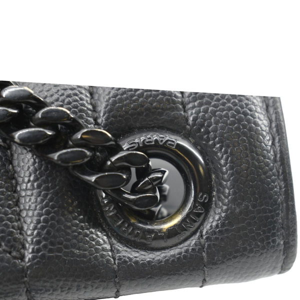 YVES SAINT LAURENT Envelope Mix Matelassé Chain Leather Shoulder Bag Black