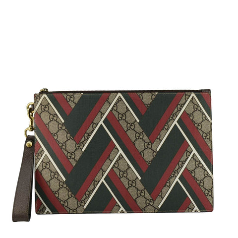 GUCCI Zipped Medium GG Printed Canvas Pouch Beige 429225