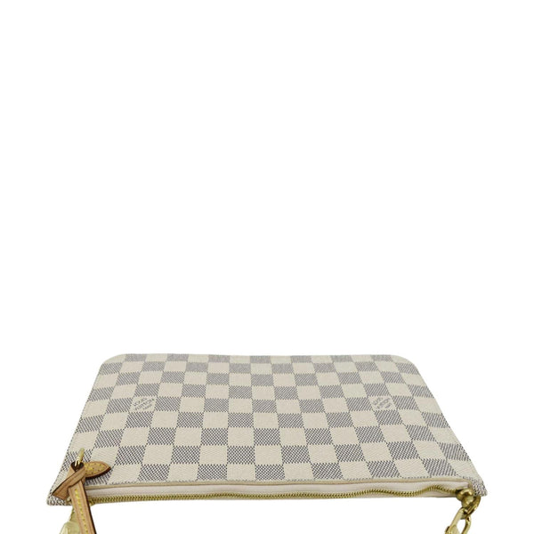 LOUIS VUITTON Wristlet Pochette Damier Azur Pouch White