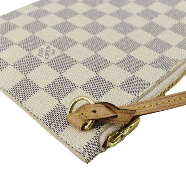 LOUIS VUITTON Wristlet Pochette Damier Azur Pouch White
