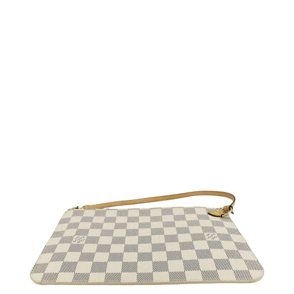 LOUIS VUITTON Wristlet Pochette Damier Azur Pouch White