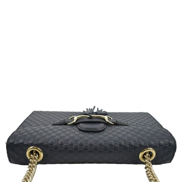 GUCCI Emily Medium GG Leather Chain Shoulder Bag Navy Blue 449635