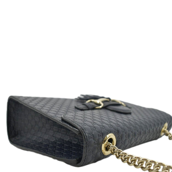 GUCCI Emily Medium GG Leather Chain Shoulder Bag Navy Blue 449635
