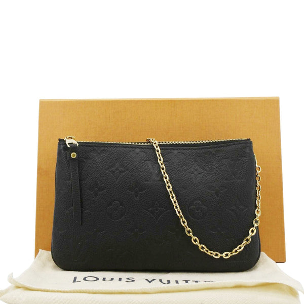 LOUIS VUITTON Double Zip Pochette Monogram Empreinte Crossbody Bag Black