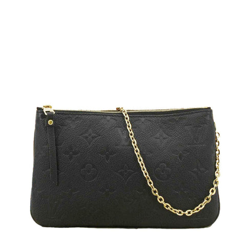 LOUIS VUITTON Double Zip Pochette Monogram Empreinte Crossbody Bag Black