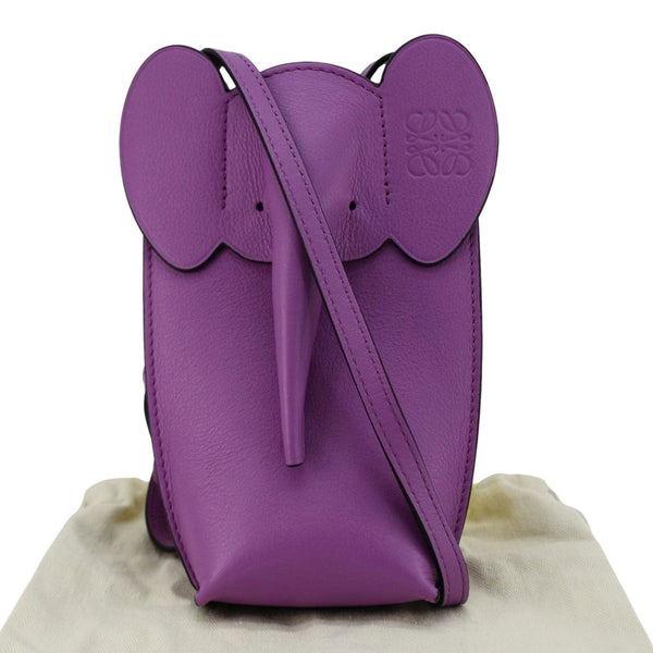 LOEWE Elephant Pocket Pouch Leather Crossbody Bag Purple