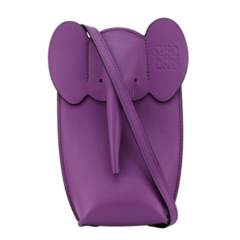LOEWE Elephant Pocket Pouch Leather Crossbody Bag Purple
