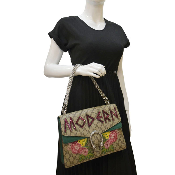 GUCCI Modern Dionysus Medium GG Supreme Monogram Shoulder Bag Beige 403348