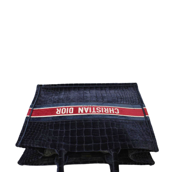 CHRISTIAN DIOR Embossed Velvet Tote Bag Navy upper look