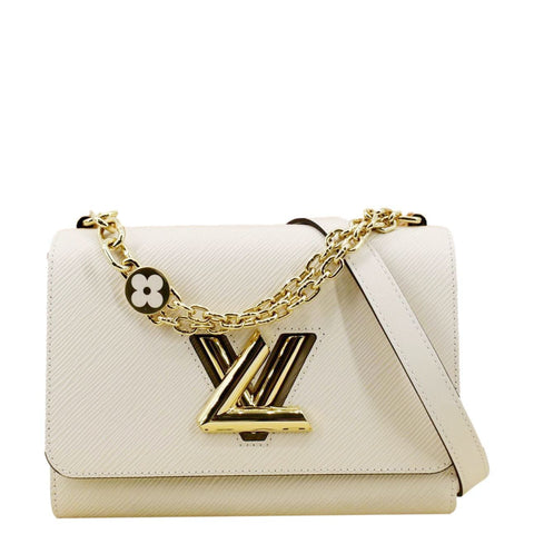 LOUIS VUITTON Twist Flower Epi Leather Chain Shoulder Bag Off White