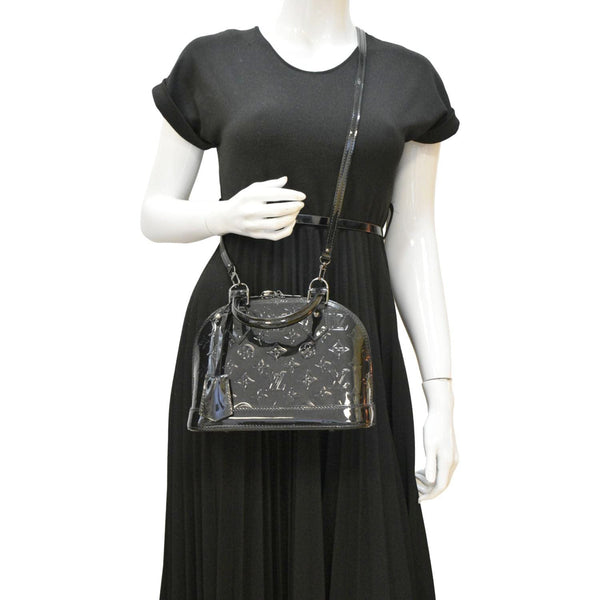 LOUIS VUITTON Alma BB Monogram Vernis Satchel Bag Black
