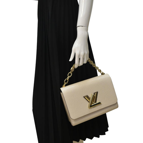 LOUIS VUITTON Twist Flower Epi Leather Chain Shoulder Bag Off White