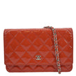 CHANEL WOC Quilted Leather Crossbody Wallet Red Orange