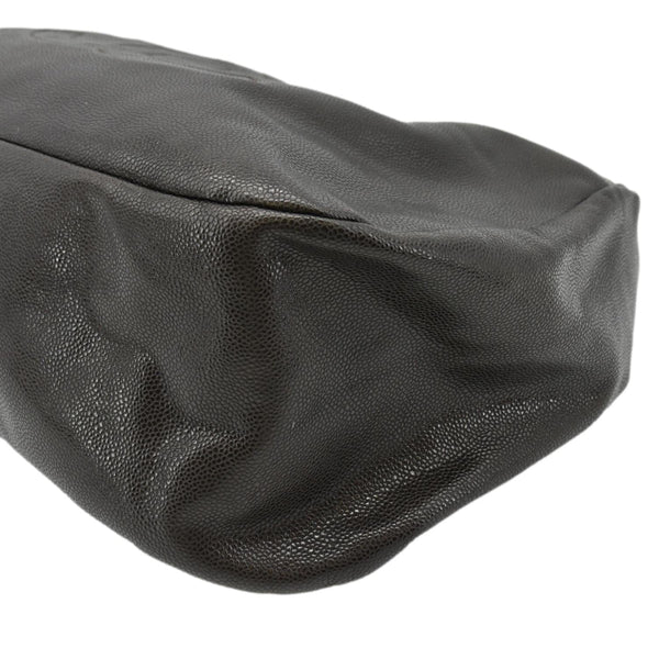 CHANEL CC Caviar Leather Hobo Bag Dark Brown
