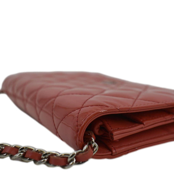 CHANEL WOC Quilted Leather Crossbody Wallet Red Orange