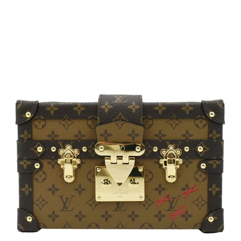 LOUIS VUITTON Petite Malle Monogram Reverse Canvas Shoulder Bag Brown