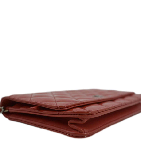 CHANEL WOC Quilted Leather Crossbody Wallet Red Orange