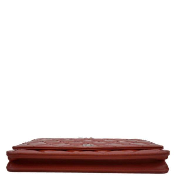 CHANEL WOC Quilted Leather Crossbody Wallet Red Orange