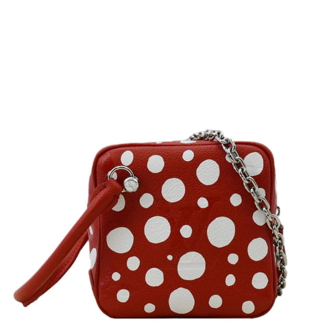 LOUIS VUITTON x YAYOI Kusama Square Overseas Monogram Leather Shoulder Bag Red