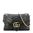 GUCCI GG Marmont Large Matelasse Leather Shoulder Bag Black 498090