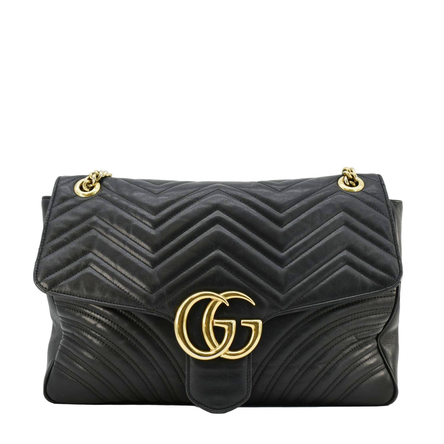 GUCCI GG Marmont Large Matelasse Leather Shoulder Bag Black GUCCI GG Marmont Large Matelasse Leather Shoulder Bag Black