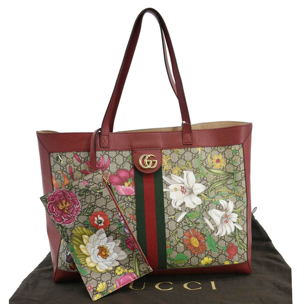 GUCCI Ophidia Medium Floral GG Supreme Tote Shoulder Bag Beige 547947