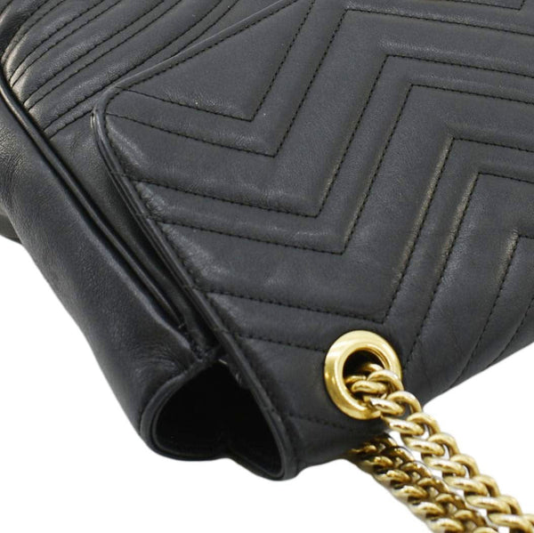 GUCCI GG Marmont Large Matelasse Leather Shoulder Bag Black 498090
