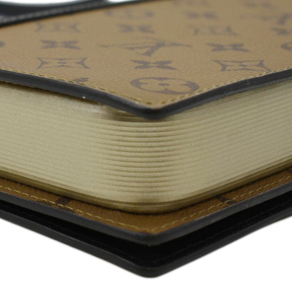 LOUIS VUITTON Reverse Canvas Chain Wallet Light Brown upper right corner look