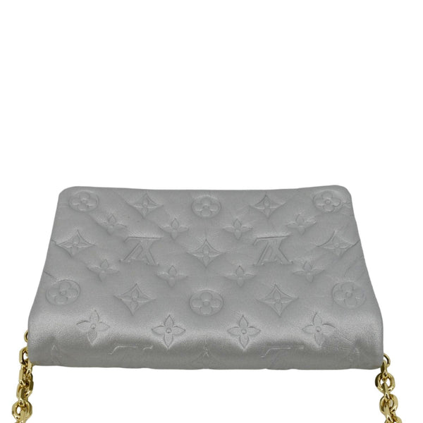 LOUIS VUITTON Coussin Monogram Embossed Leather Pochette Crossbody Bag Grey