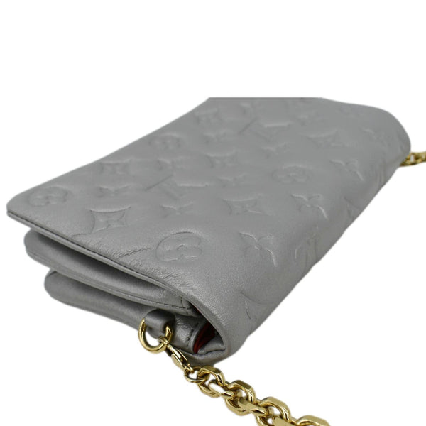 LOUIS VUITTON Coussin Monogram Embossed Leather Pochette Crossbody Bag Grey