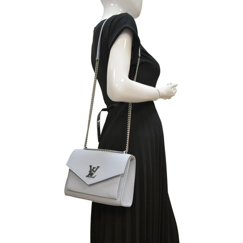 LOUIS VUITTON Mylockme Calf Leather Chain Shoulder Bag Light Blue