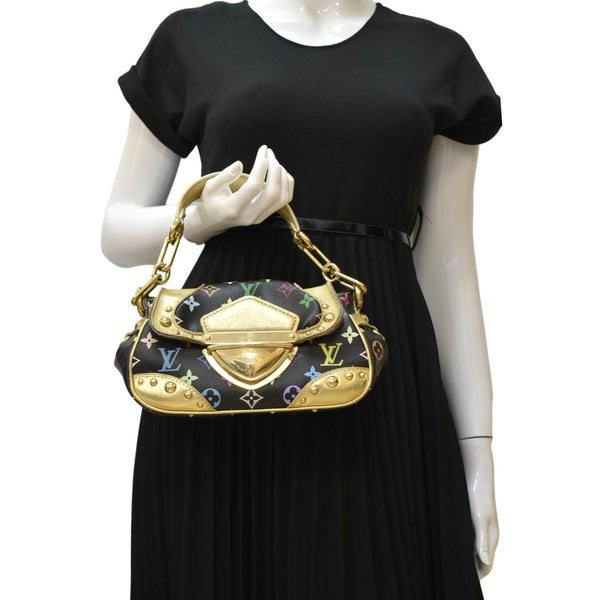 LOUIS VUITTON Marilyn Multicolor Monogram Canvas Satchel Bag Black