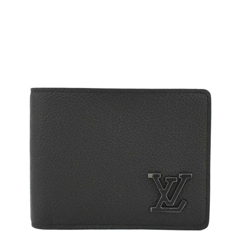 LOUIS VUITTON Multiple Aerogram Grained Calf Leather Wallet Black