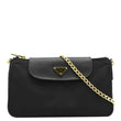 PRADA Small Tessuto Saffiano Crossbody Bag Black front look