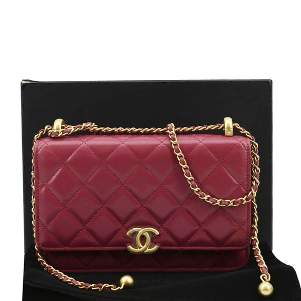 CHANEL CC Mini Flap Quilted Leather Shoulder Bag Magenta