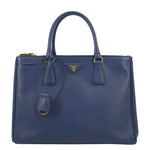 PRADA Galleria Double-Zip small Saffiano Leather Tote Bag Navy Blue