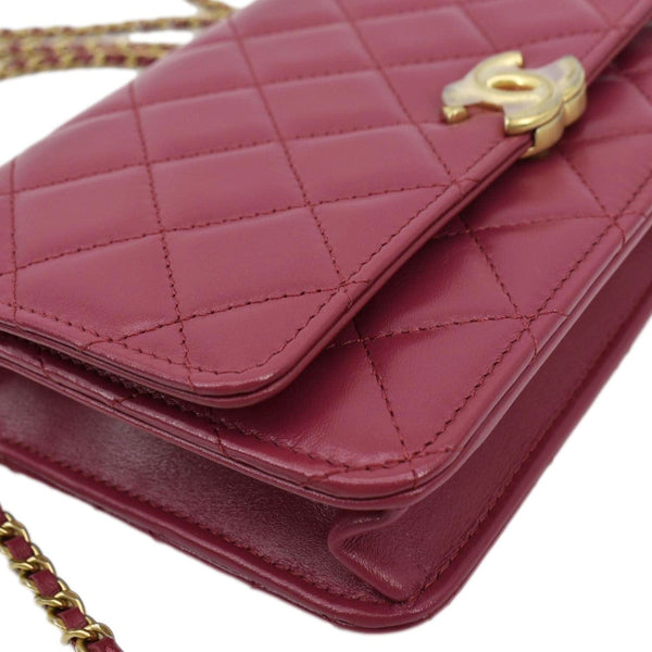 CHANEL CC Mini Flap Quilted Leather Shoulder Bag Magenta
