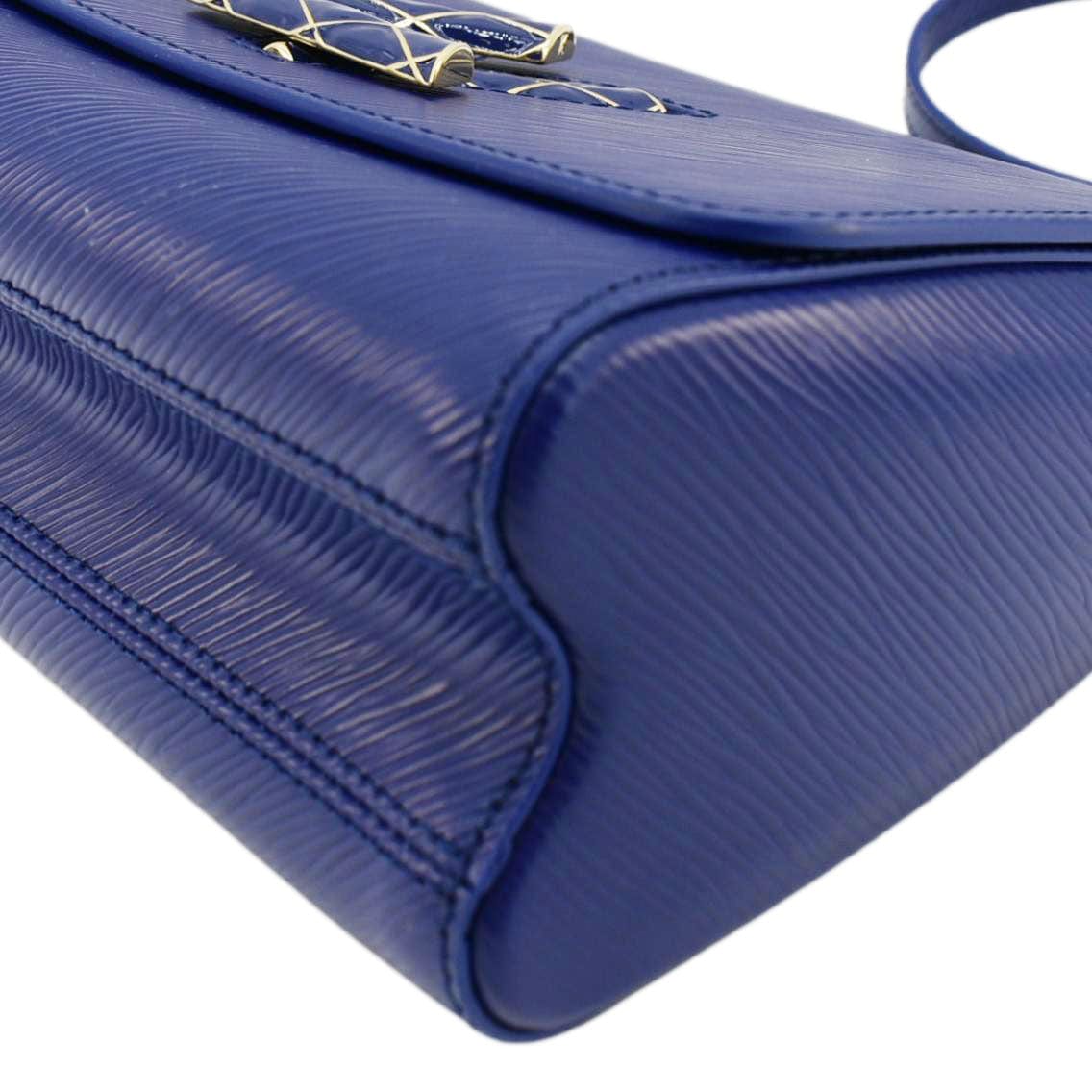 LOUIS VUITTON Twist MM Leather Shoulder Bag Dot Blue