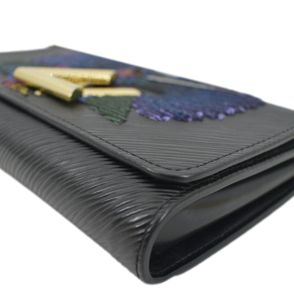 LOUIS VUITTON Twist Sequin Bird Epi Leather Chain Clutch Black
