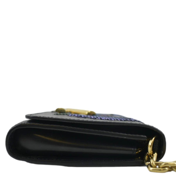 LOUIS VUITTON Twist Sequin Bird Epi Leather Chain Clutch Black