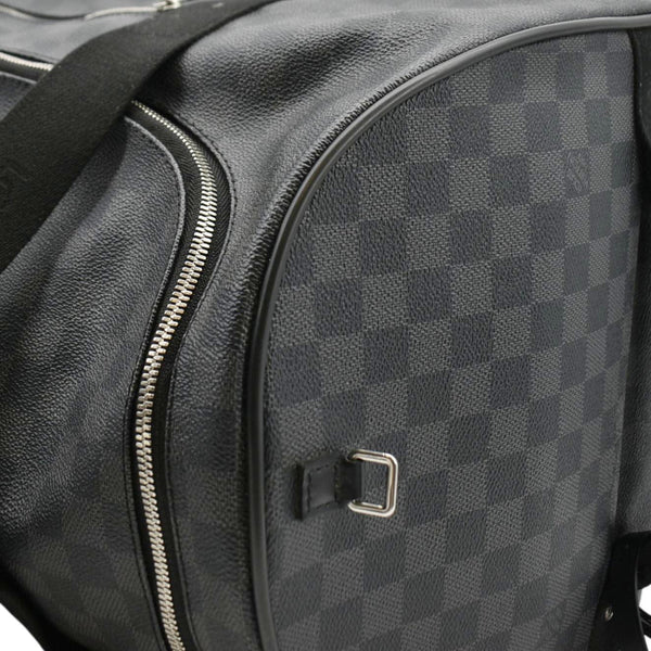 LOUIS VUITTON Damier Graphite Rolling Travel Bag Black upper right look 