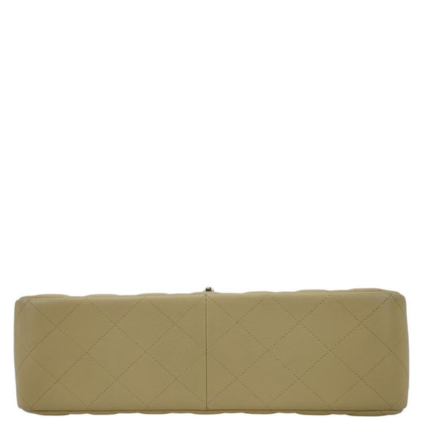 CHANEL Classic Jumbo Double Flap Quilted Leather Shoulder Bag Beige
