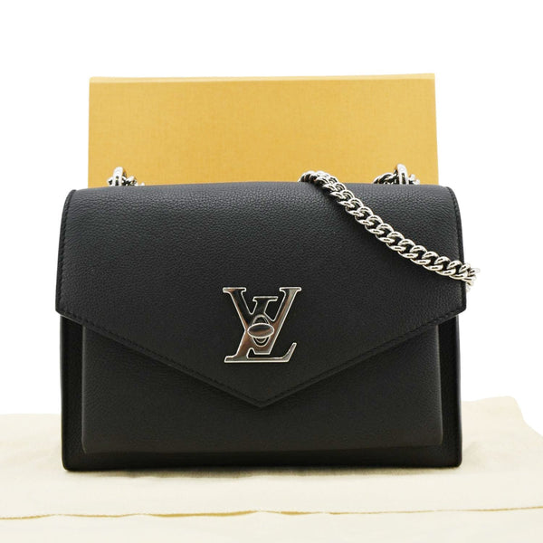 LOUIS VUITTON Mylockme Leather Chain Crossbody Bag Black